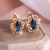 Arete de Ojo de Piedra Azul con Borde Enrollado Hueco Estilo Celebridad de Internet Transfronteriza Rongxing Arete de Temperamento Retro de Gama Alta de Nicho