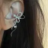 Ear Cuff Perezoso Estilo Francés con Lazo, Perlas y Circonita, Pinza de Oreja de Cinta, Sin Perforar, Accesorio Colgante de Oreja de Hada de Alta Gama