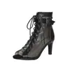 Sandalias de Malla para Mujer Botines de Verano Calados con Cordones Botines de Malla Boca de Pez Talla Pequeña Tacón Fino Tacón Alto Sandalias de Baile talla extra