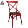 Silla Metálica de Espalda Cruzada Estilo Europeo Sencillo para Restaurante, Silla de Metal con Espalda Cruzada Estilo Industrial, Silla para Restaurante de Hot Pot con Respaldo, Silla de Comedor de Hierro con Cubierta Suave