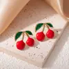 Pendientes de Fresa con Goteo de Aceite de Venta Caliente Transfronterizos, Serie de Frutas de Acero Inoxidable de Lujo Ligero y Gama Alta, Pendientes Dulces y Lindos