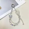 Cadena para Teléfono de Doble Capa Estilo Lujo Ligero, Llavero de Coche de Cristal a la Moda, Cadena Decorativa, Colgante de Aleación para Bolso