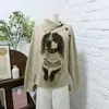 Suéter Pulóver con Botones en Solapa para Mujer, Estilo Retro Holgado Perezoso, Ropa de Abrigo de Punto, para Otoño e Invierno, con Diseño de Cachorro Salchicha