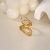 Anillo Popular de Diseño de Línea Geométrica Acero Inoxidable Chapado en Oro de 18 Quilates Simple Abierto Ajustable Anillo de Estilo Metálico para Mujeres