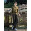 Traje de Punto de Punto Estilo Dama Pantalones de Pierna Ancha para Mujer 2025 Nuevo Primavera y Otoño Conjunto de Dos Piezas Adelgazante de Alta Gama