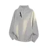 Sudadera retro americana a rayas con cuello en V cruzado para hombre, primavera y otoño, con cremallera diagonal, manga larga, adecuada como prenda interior o capa base para parejas
