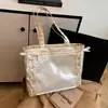 Bolsa de Ombro Transparente Feminina 2025 Bolsa Tote de Grande Capacidade Bolsa de Mão com Laço para o Trabalho Bolsa Casual Casual Feminina