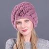 Suministro Sombrero de Invierno para Mujer de Piel de Conejo Rex Sombrero Trenzado de Piel de Conejo Sombrero Piña Espiral de Piel de Conejo Sombrero Cálido Engrosado