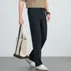 Calças Casuais Masculinas Primavera/Verão Calças de Alfaiataria Retas de Seda Cintura Elástica Finas Sem Ferro Toque Gelado Calças de Linho para Jovens