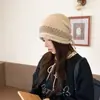 Gorro de Punto Jacquard para Otoño e Invierno con Protección para las Orejas para Circunferencia de Cabeza Grande Estilo Retro Japonés Versátil Sombrero para el Frío Hace que la Cara Parezca Más Pequeña Gorro Holgado con Cordón