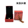 Joyero de jade Dexin, caja de embalaje hueca de terciopelo rojo, caja de pulsera con borlas de lino, joyero