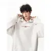 Sudadera con capucha bordada estilo étnico de peso pesado de 480 g para hombre y mujer, sudadera casual holgada de manga larga de marca de moda para otoño e invierno