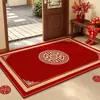 Felpudo rojo festivo para recién casados, adecuado para mudarse a una casa nueva, duradero, resistente a las manchas y fácil de limpiar, con una superficie antideslizante y resistente al desgaste