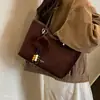 Bolsa de ombro em camurça Wind, bolsa de trabalho 2026 moderna e versátil, bolsa feminina de pelúcia, design simples de outono, grande capacidade, bolsa tote casual e elegante