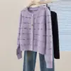 Nuevo Suéter de Punto de Moda para Mujer Otoño/Invierno 2026 Estilo Chanel, Ajuste Holgado con Top de Cuello Redondo de Botones Sencillos con Forma de Corazón
