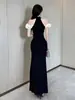 Vestido de Noche Elegante de Celebridad de Gama Alta Accesible de Lujo con Cuello Halter Ropa de Trabajo Suave Técnico de Spa Sexy de KTV para Mujeres