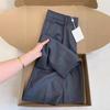 ¡No lo recomiendo! Primavera 2025 Nuevo Traje Gris Oscuro de Lana Pantalones de Pierna Ancha Moda Femenina Pantalones de Alta Gama para Mujer