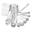 ¡Wow! Juego de Tazas y Cucharas Medidoras de Acero Inoxidable, Cuchara Medidora para Condimentos, Juego para Hornear Dorado con Recubrimiento de Titanio, Taza Medidora con Escala