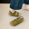 Sandalias Casuales con Suela Gruesa y Velcro para Mujer, Sandalias de Verano Cómodas con Suela Suave y Punta Abierta, Sandalias Retro Antideslizantes para Playa
