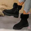 2025 Novo Estilo de Inverno Veludo Engrossado Quente Bico Redondo Salto Grosso Solado Grosso Zíper Lateral Antiderrapante Resistente ao Desgaste Botas de Neve Atacado
