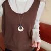 Novo Colar de Contas de Madeira Zen Chinês Vintage Nicho Empilhado Corrente de Lã Estilo Mori Boêmio Étnico para Mulheres