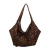 Bolsa de Lona Estampada de Leopardo Moda Estilo Coreano Grande Capacidade Nova Estilo Preguiçoso Bolsa de Ombro Único Transversal Feminina para o Trabalho Bolsa de Tecido Leve