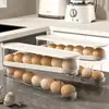 Contenedor de Huevos para Refrigerador con Rodillo Automático Ahorrador de Espacio Dispensador de Huevos para Almacenamiento en Refrigerador Estante Giratorio Automático para Huevos Titular para Cocina