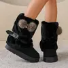 Botas de Nieve Tallas Grandes Transfronterizas con Forro Polar Suela Gruesa de Moda Europeas y Americanas Tallas Grandes Engrosadas Ante Bota de Nieve de Media Caña Venta al por Mayor En Stock