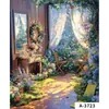 Pintura a Óleo de Menina Francesa Fotografia Transmissão Ao Vivo Tecido de Fundo Parede de Fundo Estereoscópica 3D Jardim de Monet Tecido de Fundo para Fotos Cenário