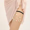 Productos populares transfronterizos europeos y americanos colgante de concha con borlas multicapa cadena para muslo cadena para pierna femenina joyería de cadena corporal elástica