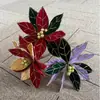 Flores de Veludo de Natal para Arranjos Florais, Decorações de Árvore de Natal, Flores Artificiais, Cabeças de Flores de Veludo Vermelho de Natal Atacado