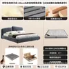 Cama Simple de Tela Dormitorio Principal Doble Respaldo Tapicería Suave Cama Doble Suelo Italiano Tela de Algodón Lino Cama Grande Cama Doble para el Hogar