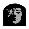 Sombrero de Punto Jacquard con Patrón de Estrella Cantante Europea y Americana de la Frontera Y2K Hip-hop Personalidad Cálido Sombrero de Invierno para Mujer