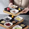Plato Cuadrado para Frutos Secos Estilo Japonés Pequeño Cerámica Hogar Plato para Salsa de Kétchup Barbacoa Olla Caliente Plato para Salsa para Dipear