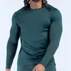 Camisa base masculina para esportes, corrida, treino, basquete, de manga longa, justa, transfronteiriça, secagem rápida, respirável, vestuário fitness masculino