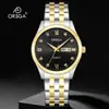Relógio masculino ORSGA fashion business de diamante com calendário duplo, luminoso, à prova d'água, direto da fonte, relógio de quartzo para live cross-border