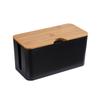 Caja de almacenamiento de enchufes con cubierta de imitación de teca, organizador de cables, caja de almacenamiento de paneles de conexión para concentrador de computadora, caja de colección de Corea