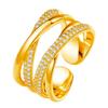 Anillo entrelazado de doble capa abierto y moderno, personalizado, con un diseño de nicho moderno en línea, el famoso anillo de diamantes entrelazados.