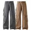 2026 Pantalones de Trabajo de Color Sólido Retro Americano Nuevos, Simples, Multibolsillos, Estilo Callejero para Todas las Estaciones, Jeans Rectos Adelgazantes