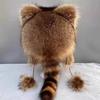 Sombrero de Señor Supremo de Mapache Sombrero de Cola Niño Adulto Mujer Invierno Mapache Americano Oreja Zorro Falso Oreja de Gato Sombrero