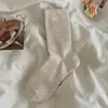 Calcetines de Lana Postparto para Mujer, Color Sólido Estilo Básico, Simples y Versátiles, Calcetines de Media Pantorrilla, Engrosados para Calidez en Otoño e Invierno, Calcetines con Puño Suelto Fruncido para Mujer