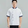 Roupa de Trabalho de Chef de Cozinha de Hotel para Banquete Manga Curta Fina Respirável Uniformes de Chef de Cozinha para Homens e Mulheres