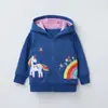 Jaqueta Infantil Bordada Criativa Europeia e Americana Nova para Outono e Inverno Moletom com Capuz e Zíper de Manga Longa Jaqueta Moletom Infantil de Desenho Animado