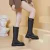 Botas altas clásicas para mujer con plataforma, que aumentan la altura, adelgazantes y alargan las piernas, rojas, suaves y cómodas, modernas botas de montar para mujer