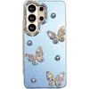 Funda de Teléfono IMD Mariposa Perla Agujero Grande Compatible con Samsung S26ULTRA Dopamine A57 Pedrería S24 Lujo A56