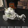 Pote de Tempero Esculpido Elefante em Carruagem High-end Light Luxury Arte em Ferro Vidro Prato de Doces Doméstico Cozinha Caixa Redonda de Armazenamento de Temperos