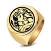 Anel Europeu e Americano Transfronteiriço Mais Vendido Aço Inoxidável 22mm Brilhante Laser Personagem de Desenho Animado Animal Redondo Anel Masculino Atacado