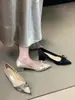 Zapatos de Mujer con Punta Fina y Tacón Bajo Grueso, Nuevo Estilo Slip-On Otoño/Invierno 2025 con Moño de Satén y Tacones Altos