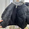 Roupas de inverno para crianças 2026: Casaco de algodão com capuz, falso duas peças, infantil, unissex, comprimento médio, estilo coreano, agasalho espesso