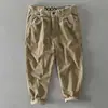 Pantalones de pana de alta gama de comercio exterior retro americano 2025 para hombre, holgados, estilo japonés, marca de moda, cropped, bombachos, casuales